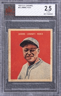 1932 U.S. Caramel #23 Jimmie Foxx – BVG GD-VG 2.5